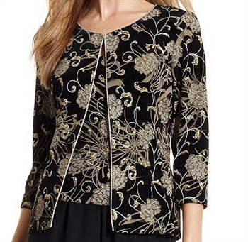 Alex Evenings  Black & Gold  Floral  Twin Set