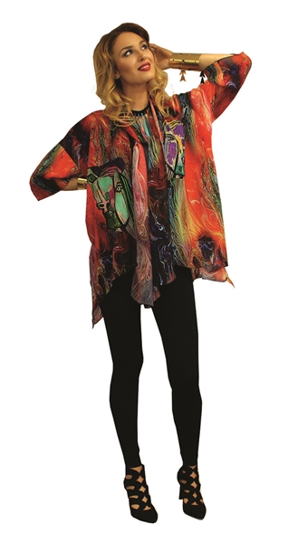 PIcasso Inspired Hand Painted Art Wear Jacket & Scarf