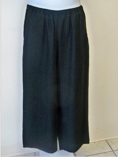 Flax Linen Wide Leg Floods Pant - Black