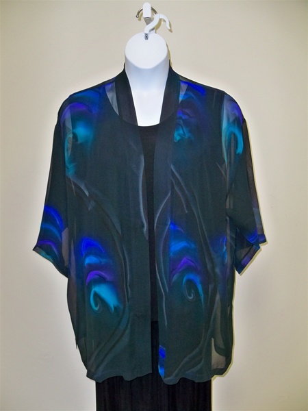 Jewel Tone Silk Kimono Jacket Plus Size