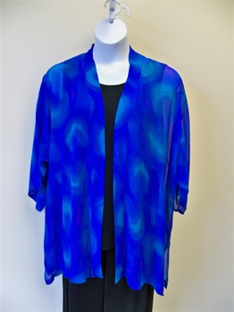 Blue Swirl  Silk  Kimono Jacket   Plus Size