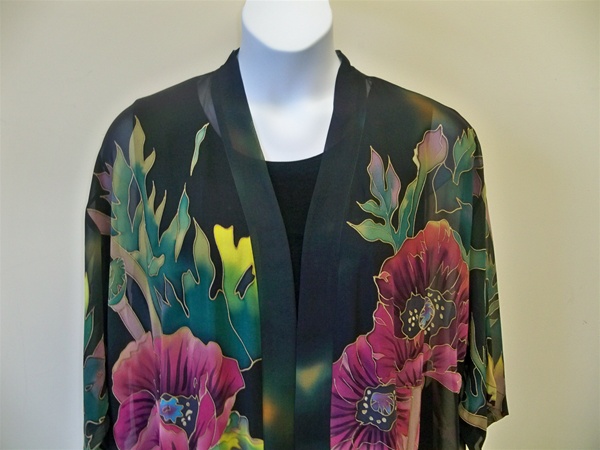 Floral Silk Kimono Jacket Plus Size