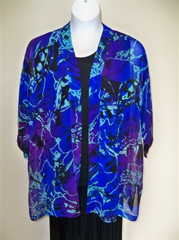 Abstract Silk  Kimono Jacket   Plus Size