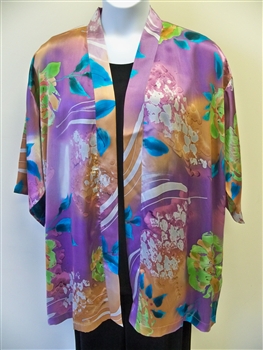 Satin Purple  Silk  Kimono Jacket   Plus Size