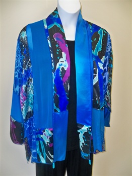 Patchwork Silk Jacket Plus Size