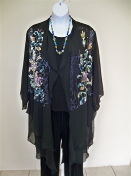 Burnout Silk Duster / Jacket Plus Size Floral